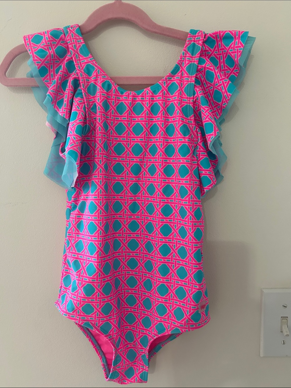 Brand New Ruffle Butts One Piece Swim Suit Never Worn Bright and Flutter Sleeves